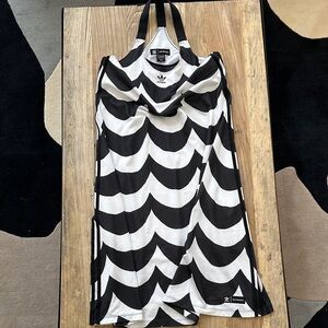 Adidas Marimeko Monochrome Wave Halter Dress